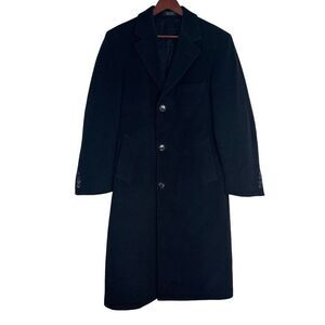 Lauren Ralph Lauren Mens Black Wool Trench Coat 36R Timeless Luxe Heavyweight